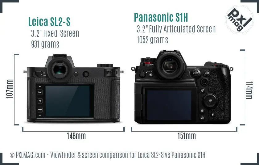 Leica SL2-S vs Panasonic S1H Screen and Viewfinder comparison