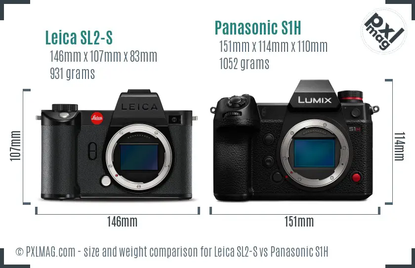 Leica SL2-S vs Panasonic S1H size comparison