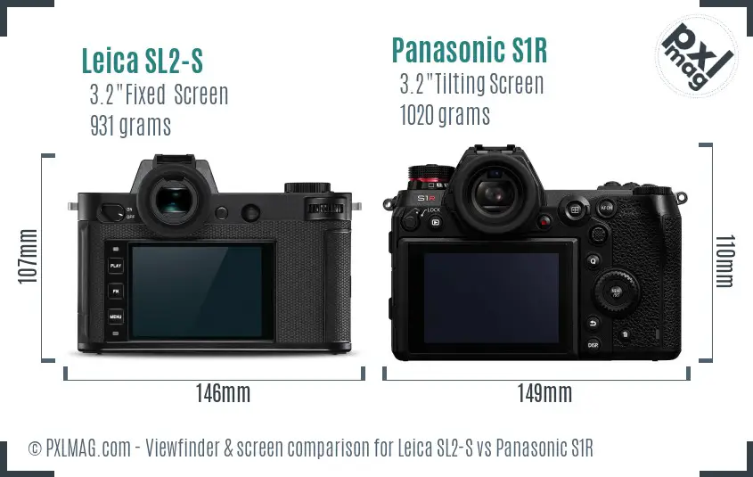 Leica SL2-S vs Panasonic S1R Screen and Viewfinder comparison