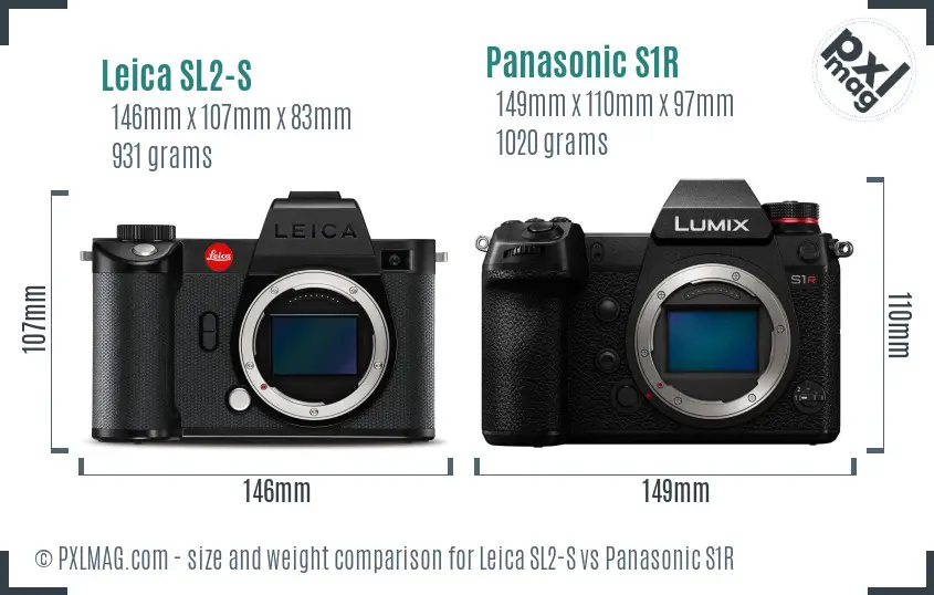 Leica SL2-S vs Panasonic S1R size comparison