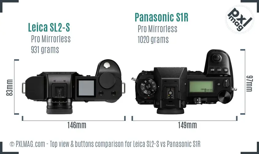 Leica SL2-S vs Panasonic S1R top view buttons comparison
