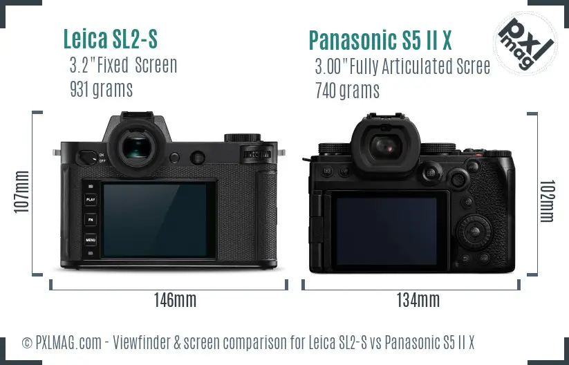 Leica SL2-S vs Panasonic S5 II X Screen and Viewfinder comparison