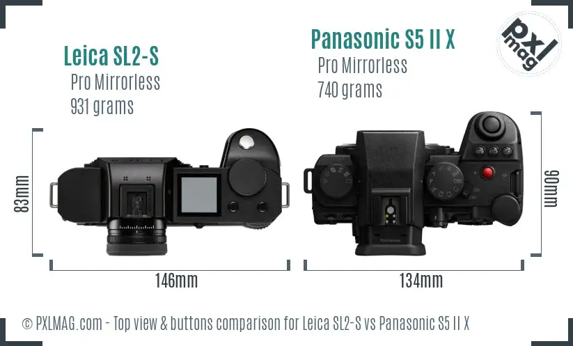 Leica SL2-S vs Panasonic S5 II X top view buttons comparison