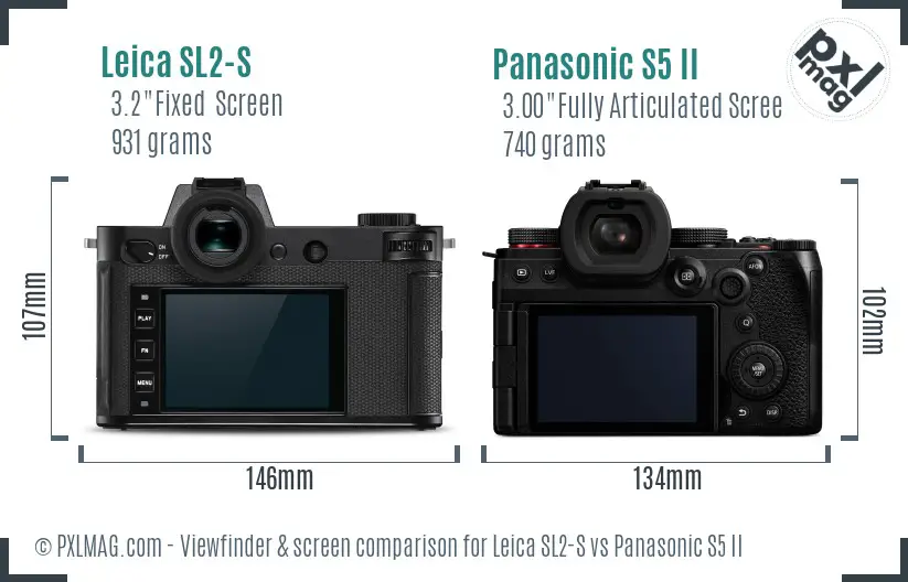 Leica SL2-S vs Panasonic S5 II Screen and Viewfinder comparison
