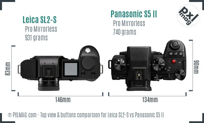 Leica SL2-S vs Panasonic S5 II top view buttons comparison