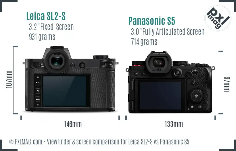 Leica SL2-S vs Panasonic S5 Screen and Viewfinder comparison