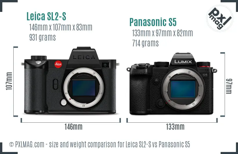Leica SL2-S vs Panasonic S5 size comparison