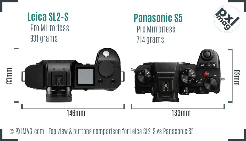 Leica SL2-S vs Panasonic S5 top view buttons comparison