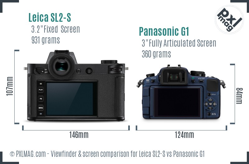 Leica SL2-S vs Panasonic G1 Screen and Viewfinder comparison