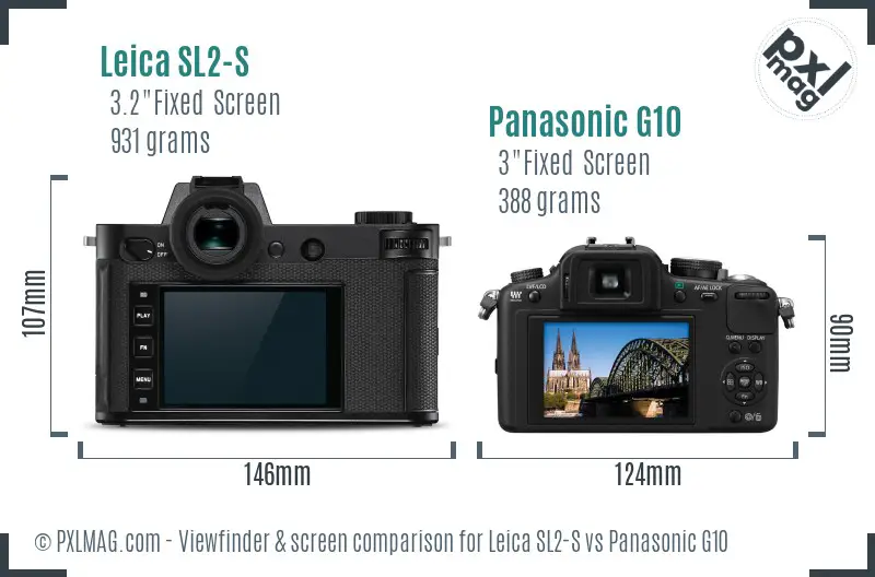 Leica SL2-S vs Panasonic G10 Screen and Viewfinder comparison