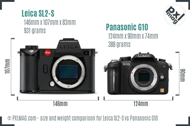 Leica SL2-S vs Panasonic G10 size comparison