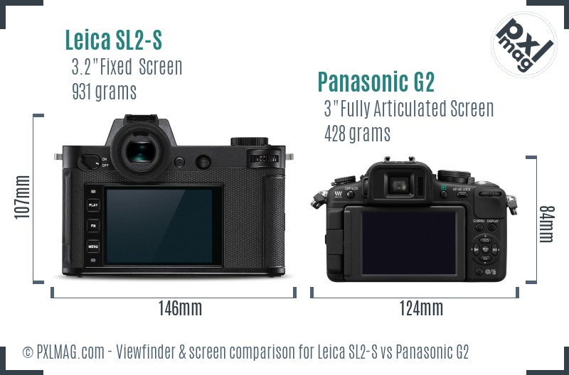Leica SL2-S vs Panasonic G2 Screen and Viewfinder comparison