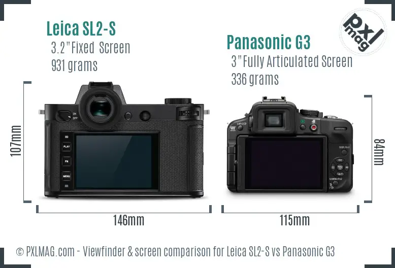 Leica SL2-S vs Panasonic G3 Screen and Viewfinder comparison