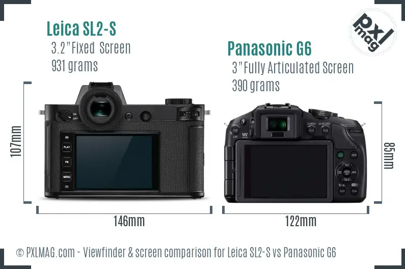 Leica SL2-S vs Panasonic G6 Screen and Viewfinder comparison Leica SL2-S vs Panasonic G6 Screen and Viewfinder comparison