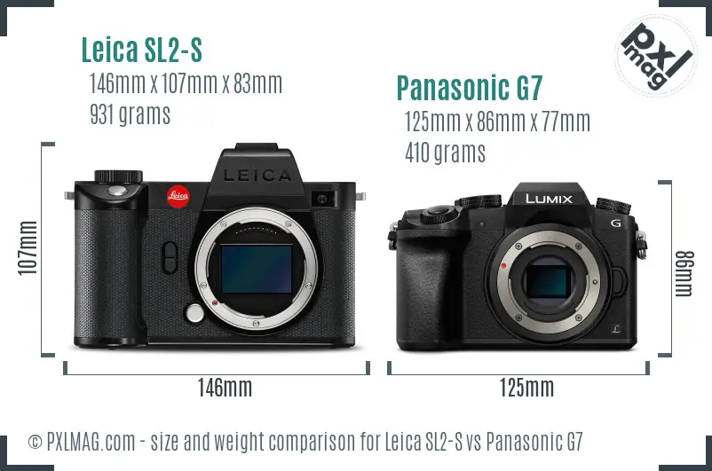 Leica SL2-S vs Panasonic G7 size comparison