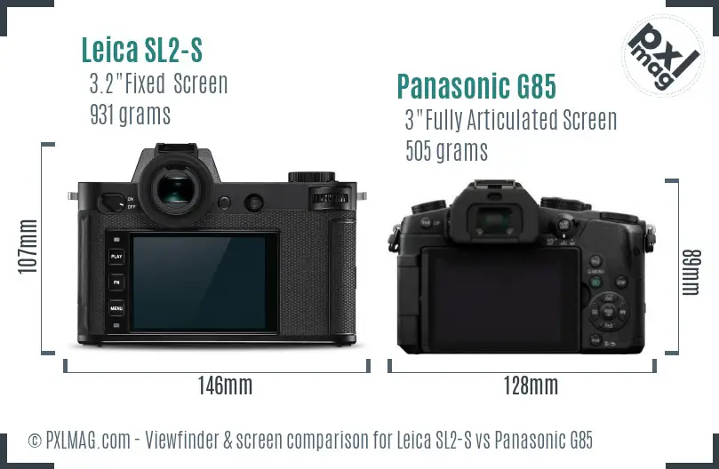 Leica SL2-S vs Panasonic G85 Screen and Viewfinder comparison