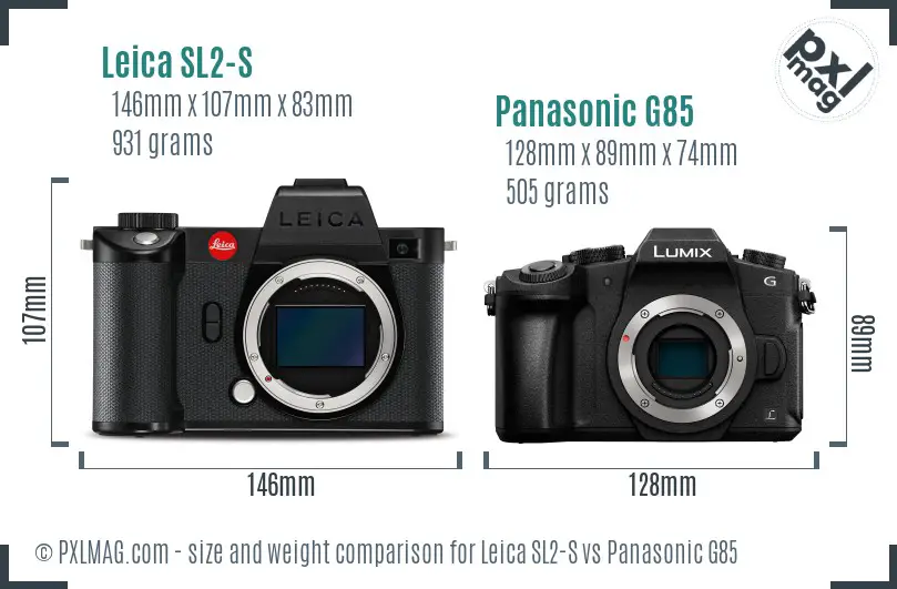 Leica SL2-S vs Panasonic G85 size comparison