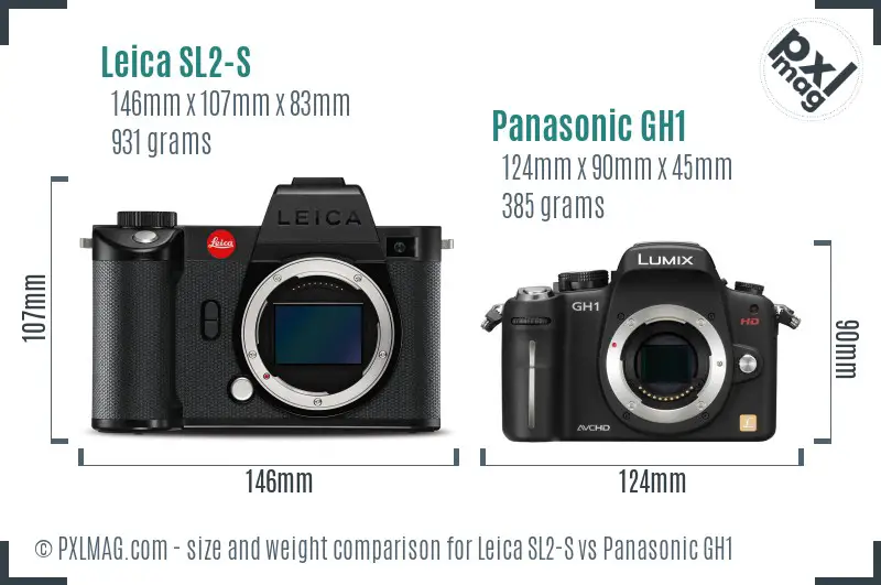Leica SL2-S vs Panasonic GH1 size comparison