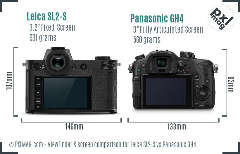 Leica SL2-S vs Panasonic GH4 Screen and Viewfinder comparison
