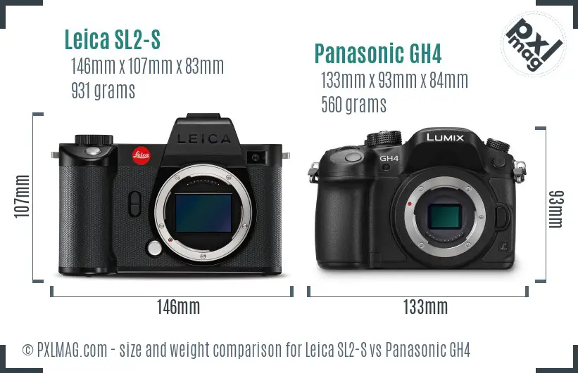 Leica SL2-S vs Panasonic GH4 size comparison