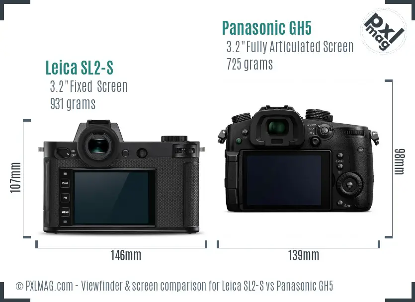 Leica SL2-S vs Panasonic GH5 Screen and Viewfinder comparison