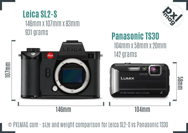 Leica SL2-S vs Panasonic TS30 size comparison