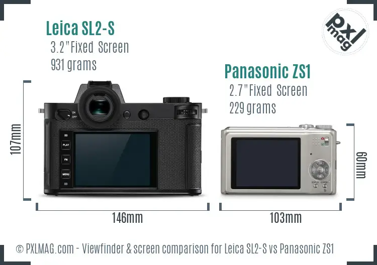 Leica SL2-S vs Panasonic ZS1 Screen and Viewfinder comparison