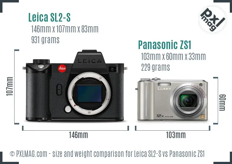 Leica SL2-S vs Panasonic ZS1 size comparison