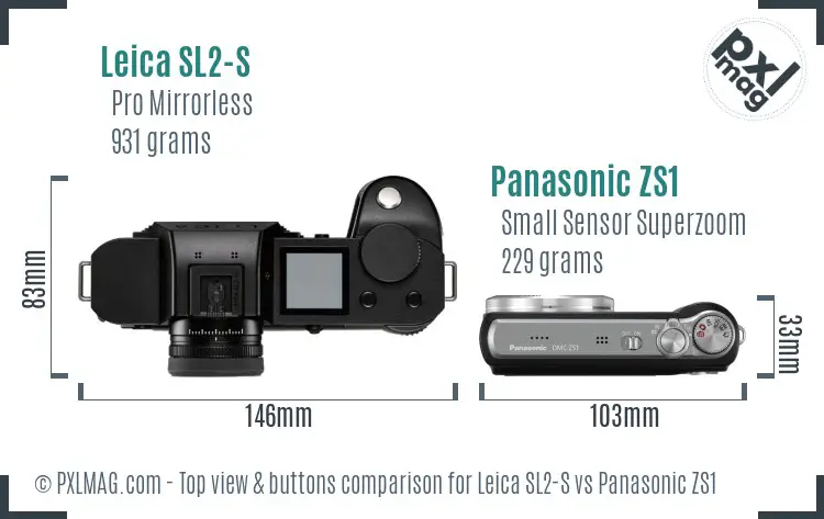 Leica SL2-S vs Panasonic ZS1 top view buttons comparison