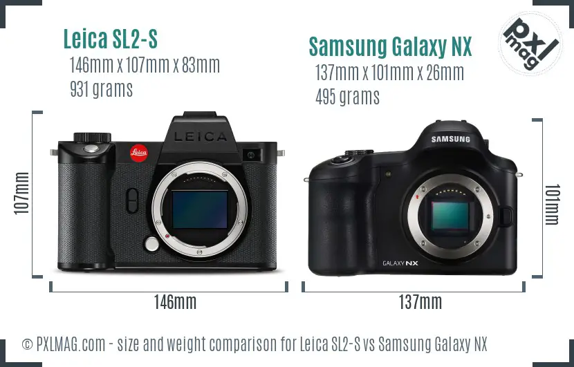 Leica SL2-S vs Samsung Galaxy NX size comparison
