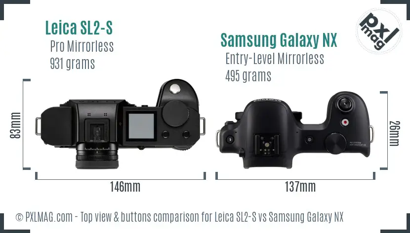 Leica SL2-S vs Samsung Galaxy NX top view buttons comparison
