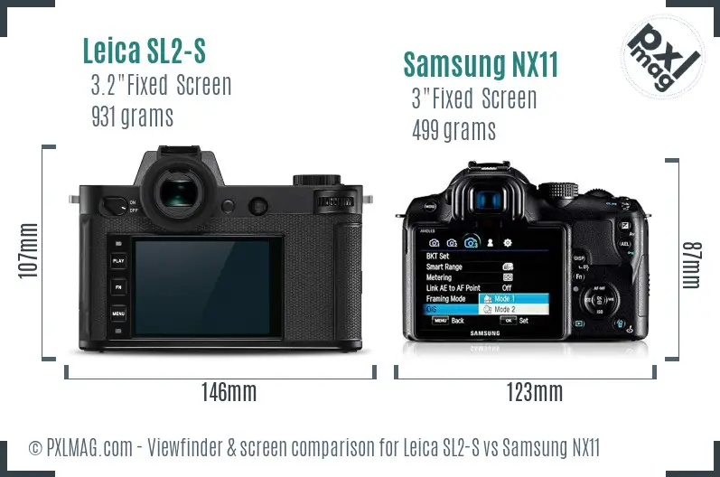 Leica SL2-S vs Samsung NX11 Screen and Viewfinder comparison