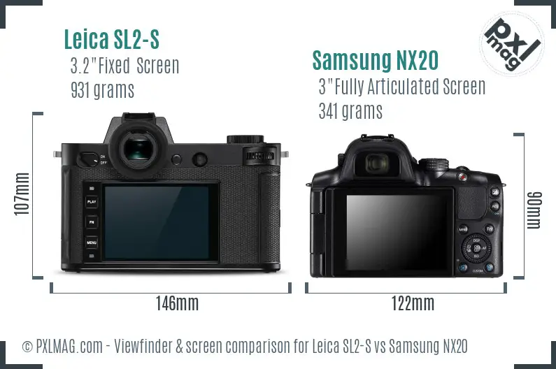 Leica SL2-S vs Samsung NX20 Screen and Viewfinder comparison