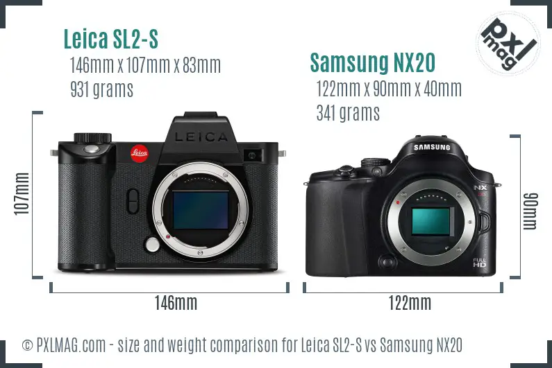 Leica SL2-S vs Samsung NX20 size comparison