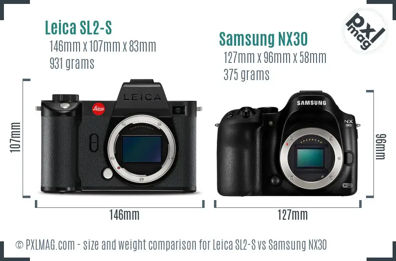 Leica SL2-S vs Samsung NX30 size comparison