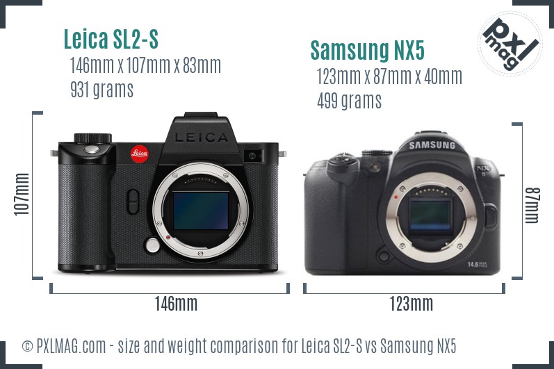 Leica SL2-S vs Samsung NX5 size comparison Leica SL2-S vs Samsung NX5 size comparison