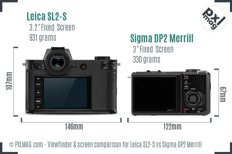 Leica SL2-S vs Sigma DP2 Merrill Screen and Viewfinder comparison