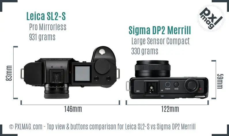 Leica SL2-S vs Sigma DP2 Merrill top view buttons comparison