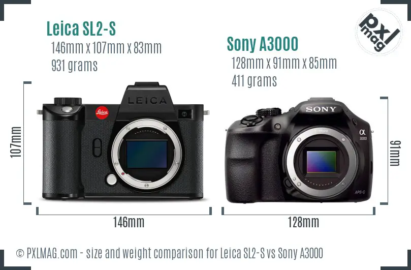 Leica SL2-S vs Sony A3000 size comparison