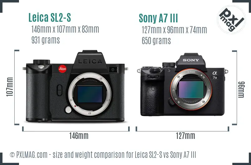 Leica SL2-S vs Sony A7 III size comparison