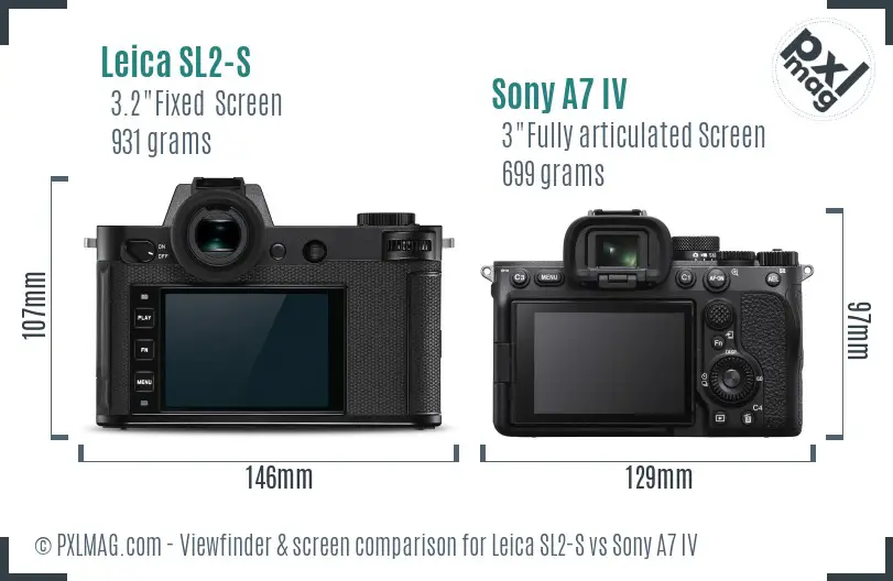 Leica SL2-S vs Sony A7 IV Screen and Viewfinder comparison