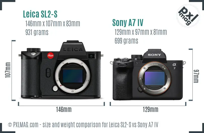 Leica SL2-S vs Sony A7 IV size comparison