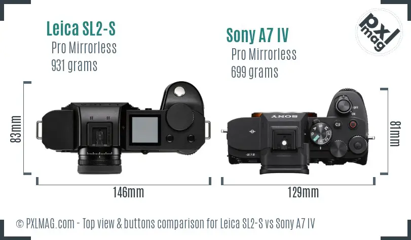Leica SL2-S vs Sony A7 IV top view buttons comparison