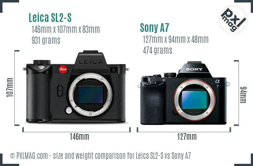 Leica SL2-S vs Sony A7 size comparison