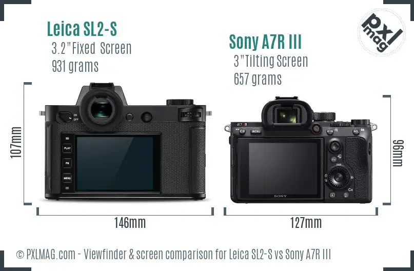 Leica SL2-S vs Sony A7R III Screen and Viewfinder comparison