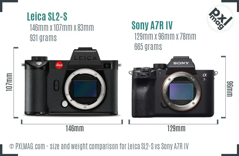 Leica SL2-S vs Sony A7R IV size comparison