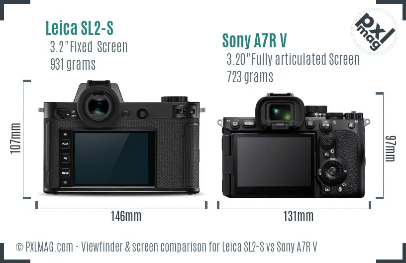 Leica SL2-S vs Sony A7R V Screen and Viewfinder comparison