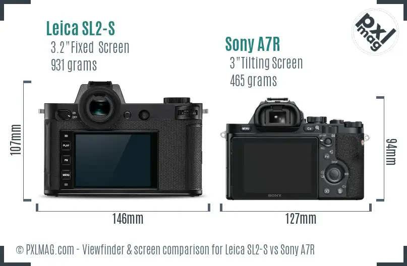 Leica SL2-S vs Sony A7R Screen and Viewfinder comparison