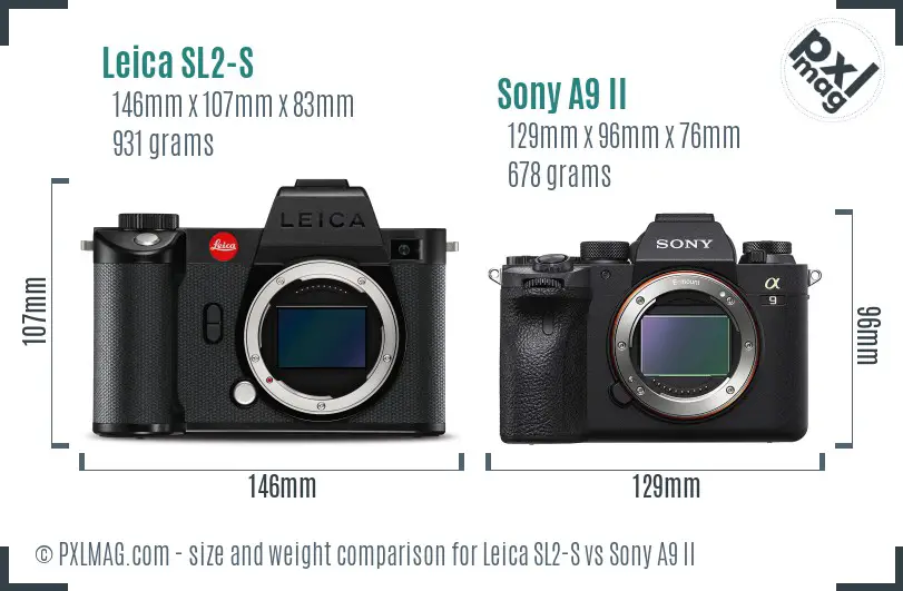 Leica SL2-S vs Sony A9 II size comparison