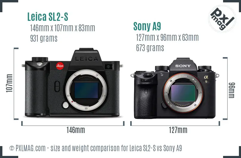 Leica SL2-S vs Sony A9 size comparison